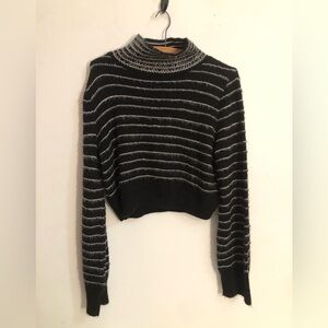 Topshop Sweater US Size 10 Turtleneck Black White Knit Sweater Pullover Cozy